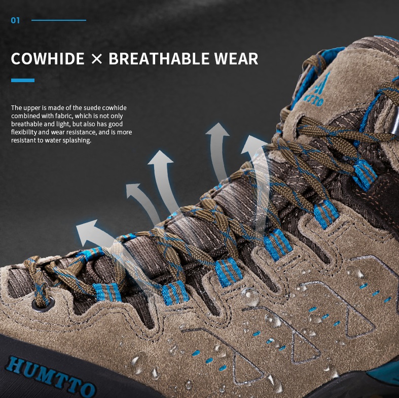 Giày trekking nam cao cổ Humtto 290027A-3 Grey/Blue - Ảnh 6