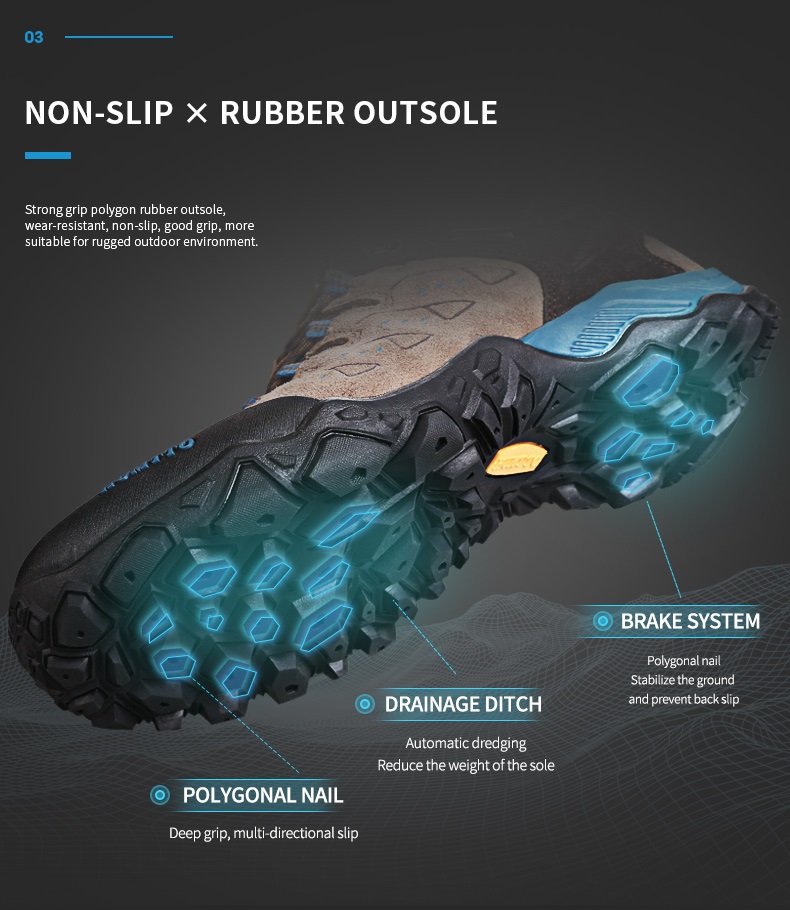 Giày trekking nam cao cổ Humtto 290027A-3 Grey/Blue - Ảnh 7