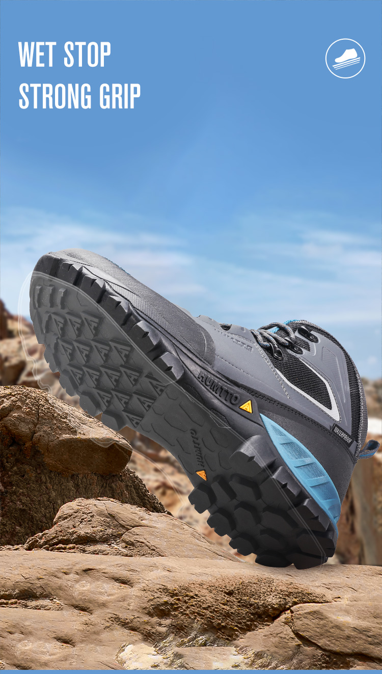 Giày trekking hiking nam cao cổ Humtto 240783A-3 Grey/Blue - Ảnh 11