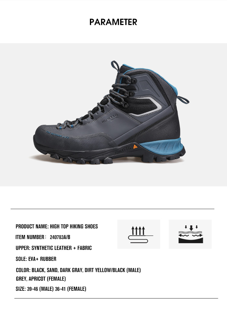 Giày trekking hiking nam cao cổ Humtto 240783A-3 Grey/Blue - Ảnh 8