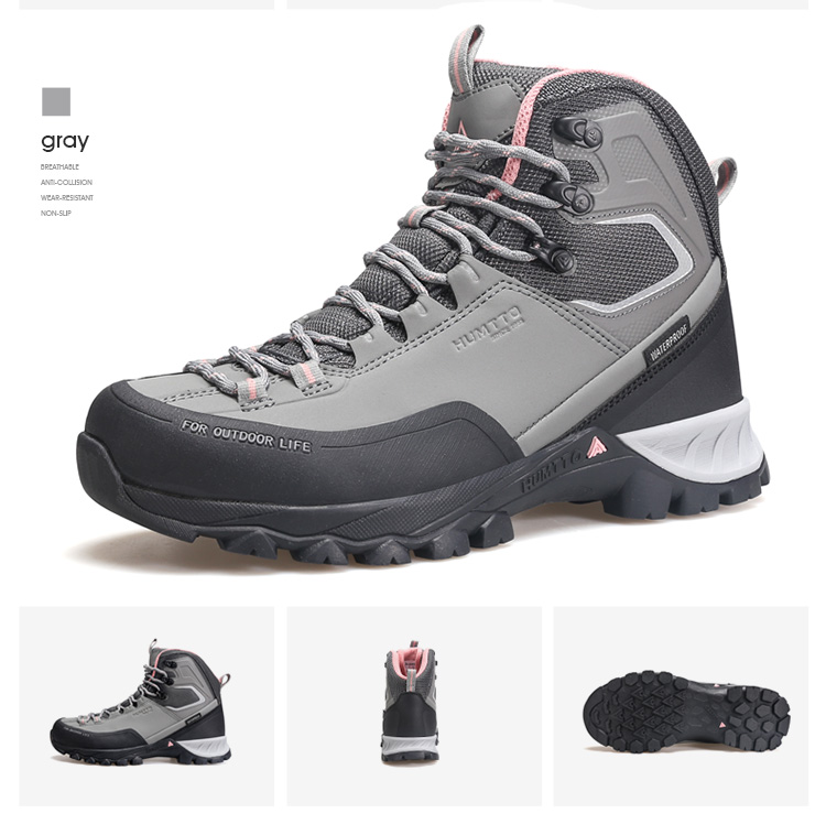 Giày leo núi chống thấm nữ cao cổ Humtto 240783B Black - Ảnh 6