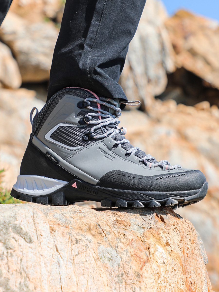 Giày leo núi chống thấm nữ cao cổ Humtto 240783B Black - Ảnh 7