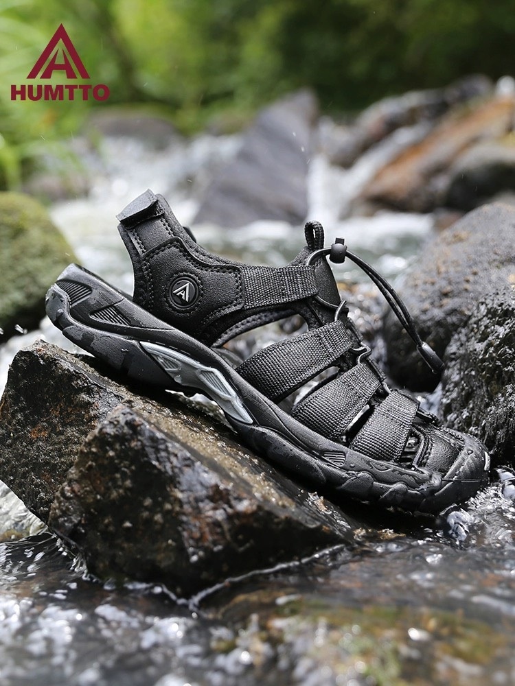 Dép sandal nam Humtto 710445A-10 Black - Ảnh 6